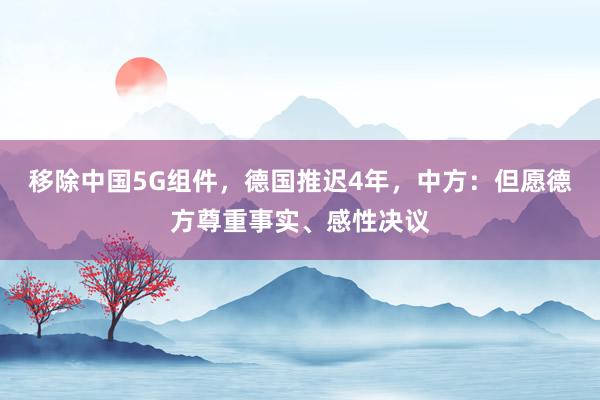 移除中国5G组件，德国推迟4年，中方：但愿德方尊重事实、感性决议