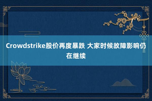 Crowdstrike股价再度暴跌 大家时候故障影响仍在继续