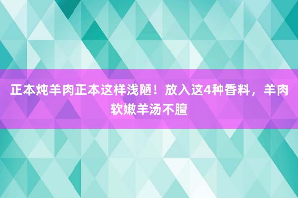 正本炖羊肉正本这样浅陋！放入这4种香料，羊肉软嫩羊汤不膻